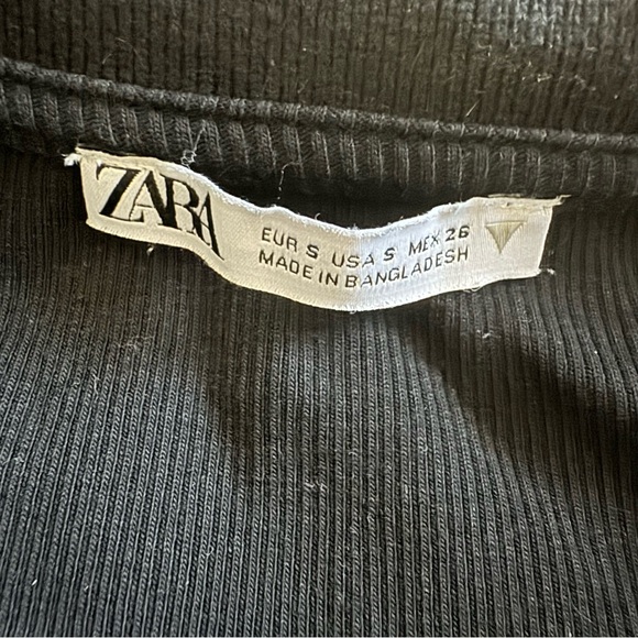 Zara Black Collared Crop Top - Picture 2 of 3